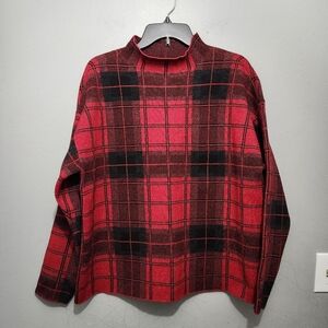 Lane Bryant Red and Black Plaid Turtleneck Sweater Size 14/16 Wool Blend